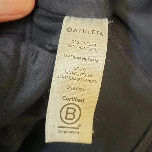 Athleta Outdoors Running Blue Side Zipper Pockets HR Tights Leggings(L)Tall - Picture 9 of 10